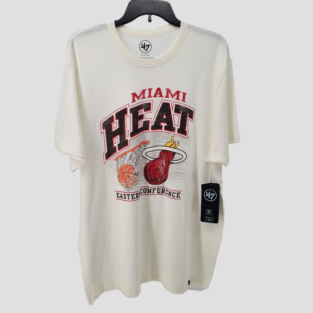 47 Brand Miami Heat Eastern Conference Graphic T Shirt Mens XL‎ Cream Basketball
